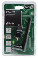 Адаптер W-iFi RITMIX RWA-220, с антенной, USB, 150 Мбит/с, чёрный