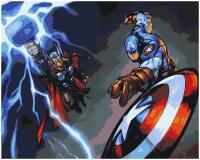 Картина по номерам Мстители - Капитан Америка и Тор, 80 х 100 см