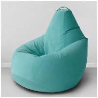 Кресло-мешок Груша XXXL-Комфорт, бирюзовый велюр (Puffdom пуф, кресло, бескаркасная мягкая мебель)