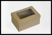 Подарочная коробка с окном 16*12*7см / Упаковка сборная /Для подарка / для пирожных/для мыла/Праздничная крафт коробка. Набор 3шт.
