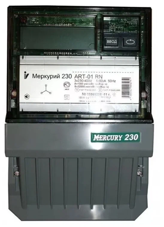 Счетчик электроэнергии трехфазный многотарифный INCOTEX Меркурий 230 ART-01 RN (2 тарифа) 5(60) А