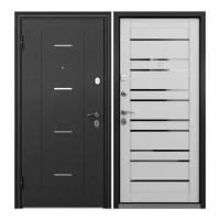 Дверь входная Torex для квартиры металлическая Flat-S 950х2050 левый, тепло-шумоизоляция антикоррозийная защита замки 4-го и 2-го класса, черный/белый