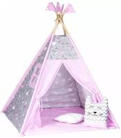 Детский Вигвам/палатка/домик с ковриком, окошком, подушкой-игрушкой, подушкой, флажки и системой антискладывания "Балеринки