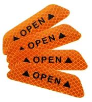Светоотражающая наклейка "Open", 9,5×2,5 см, желтый, набор 4 шт