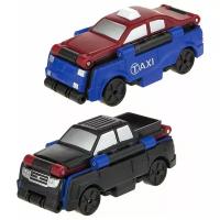 Машинка 1 TOY Transcar Double 2 в 1: Такси/Пикап Т18281, 8 см, красный/синий/черный