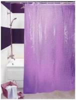 3D штора для ванной комнаты 180x180см, фиолетовая