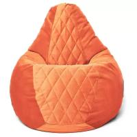 Кресло-мешок Груша Оранжевый 100x100x135 Велюр со стежкой