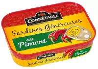 Connetable Сардины Genereuse в подсолнечном масле с перцем чили, 140 г