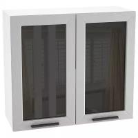 Кухонный модуль навесной со стеклом Глетчер, шкаф навесной со стеклом, МДФ, 80х71.6х31.8 см