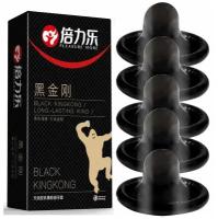 Ультратонкие презервативы Black KingKong / 10 штук/ Увеличенное количество смазки/Для максимальных ощущений/Усиливающие ощущения