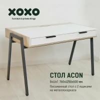 Стол компьютерный с ящиками Acon (Белый) / Письменный стол 125х60х76 см. / Офисный стол