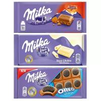 Шоколад Milka Daim + White + Oreo Sandwich (набор из 3 шт), 100 г, 3 уп.