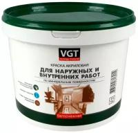 Краска моющаяся для наружных и внутренних работ VGT ВД-АК-1180, белоснежная, 3 кг