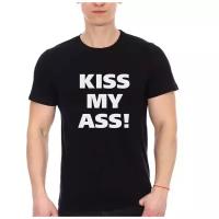 Футболка Kiss my ass! (Поцелуй мой зад!). Цвет: черный. Размер: M