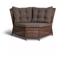 Бергамо, плетеный угловой диванный модуль, коричневый