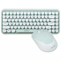 Комплект беспроводной 2в1 клавиатура + мышь SmartBuy 626376AG, белый/салатовый