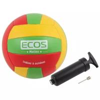 Волейбольный мяч ECOS Motion и насос VB105P разноцветный