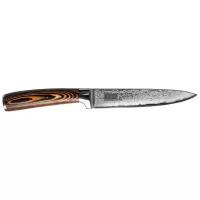 Нож универсальный Mikadzo Damascus Suminagashi, лезвие 12.7 см, черно-коричневый