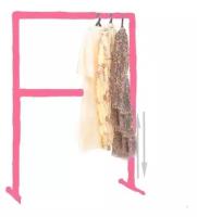 Вешалка рейл розовая напольная для одежды высота 1.5 м. / ширина 0.5 м. GOZHY (металлическая, тканевая)
