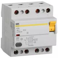 Устройство защитного отключения (УЗО) IEK Выключатель дифференциального тока (УЗО) 4п 40А 300мА тип ACS ВД1-63S ИЭК MDV12-4-040-300