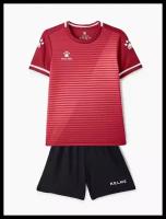 Детская футбольная форма KELME Short sleeve football uniform красная/черная, размер 130