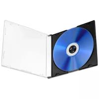 Коробка CD Box Slim Black 5mm для 1 диска (черный низ), упаковка 20 шт