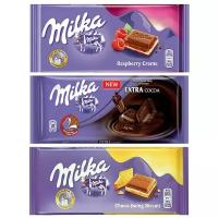 Шоколад Milka Raspberry Creme + Extra Cocoa + Cream & Biscuit (набор из 3 шт)