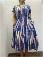 Платье женское Sabi, в стиле бохо размер 54, цвет синий