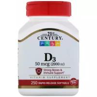 21st Century Vitamin D3 50 мкг (2000 МЕ) 250 капс.