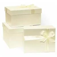 РутаУпак/Комплект подарочных коробок 3в1 с белым бантом
