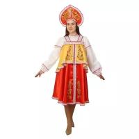 Русский костюм: платье с отлетной кокеткой, кокошник, красно-желтый, р.44 рост 170 6073070