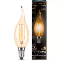 Лампа светодиодная gauss, LED Filament Candle Tailed Golden 104801005 E14, CA35, 5Вт, 2700К