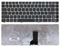 Клавиатура для ноутбука Asus N43JM, русская, черная с серебряной рамкой