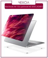 Чехол накладка для ноутбука Apple Macbook Air 13.6 дюймов М2 2022 A2681 с рисунком (розовые перья)