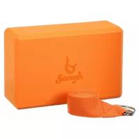 Набор для йоги (блок+ремень), цвет оранжевый 4290533