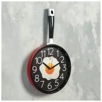 Часы настенные Рубин "Сковорода", 25*43см, корпус красный с черным, плавный ход