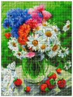 Алмазная мозаика на подрамнике Белоснежка "Дачные цветочки" 30х40 см
