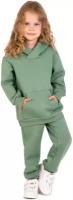 Спортивный костюм для девочки теплый с начесом из футера (толстовка, штаны) Хаки 104-110 размер