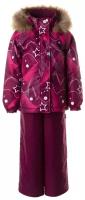 Комплект куртка и полукомбинезон для девочек HUPPA MARVEL, бордовый с принтом/бордовый 22134, размер 104