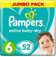 Подгузники Pampers Active Baby-Dry 13–18 кг, размер 6, 52 шт