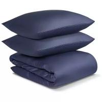 Комплект постельного белья Tkano полутораспальный из сатина темно-синего цвета из коллекции Essential