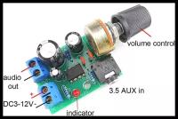 Плата аудио усилителя LM386 10 Вт , моно 3,5 мм DC 3-12 В, регулятор громкости