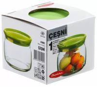 Банка для хранения сыпучих продуктов Pasabahce Cesni 420 мл, пластиковая зелёная крышка