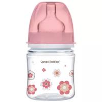 Canpol Babies Бутылочка антиколиковая с широким горлом EasyStart Newborn Baby 120 мл, с рождения, розовые цветы