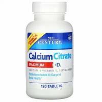 21st Century Calcium Citrate MAXIMUM + D3 120 таб