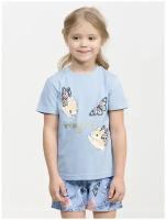 Пижама: футболка и шорты Pelican WFATH3274U для девочек, цвет голубой, размер 5