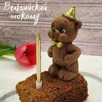 Фигурка "Шоколадный мишка задувает свечку" топпер на торт день рождения