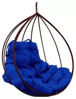 Подвесное кресло капля без ротанга коричневое (без стойки), синяя подушка