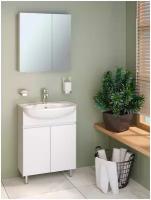 Мебель для ванной / Runo / Лада 60 / белый / тумба с раковиной Уют 60 / шкаф для ванной / зеркало для ванной