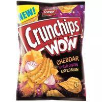 Чипсы Crunchips WOW картофельные со вкусом вкусом сыра Чеддер и красного лука рифленые, 1 уп.110 г